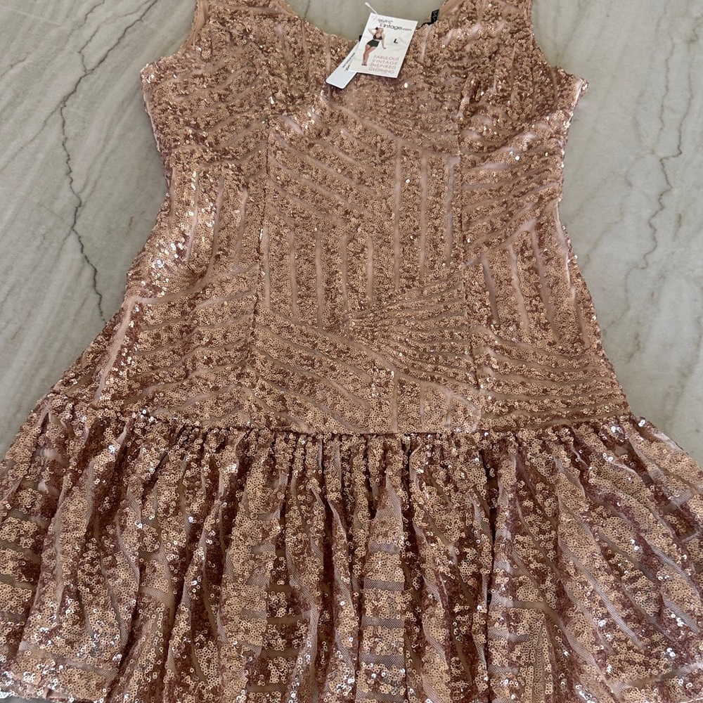 Ark & Co Rose Gold Sequin Midi Dress